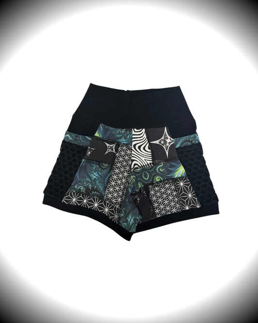 Vexel (XS) Patchwork Shorts - TeraFractal