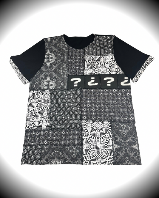 B&W (XL) Patchwork Tipper T-Shirt - TeraFractal