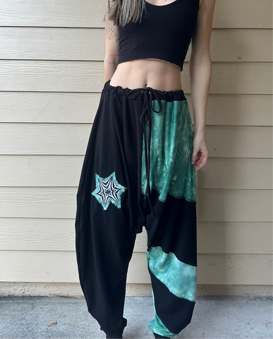 Tie Dye Teal Harems (XS-3X) - TeraFractal