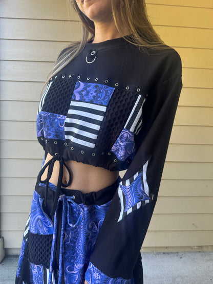 Bamboo (M) Cropped Purple Daze Clown Crew-Neck