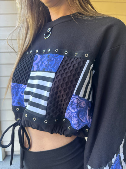 Bamboo (M) Cropped Purple Daze Clown Crew-Neck