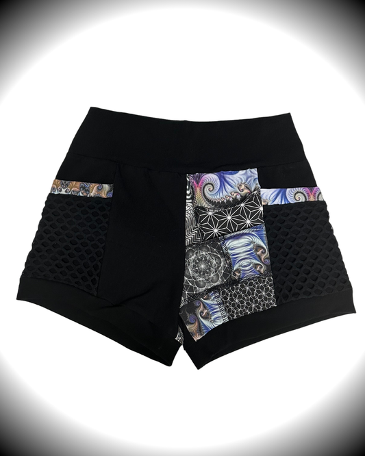 Orchid (L) Patchwork Shorts - TeraFractal